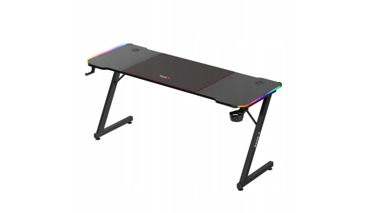 Biurko Gamingowe RGB LED Regulacja +Podkładka Stolik Biurowy Gracza Huzaro