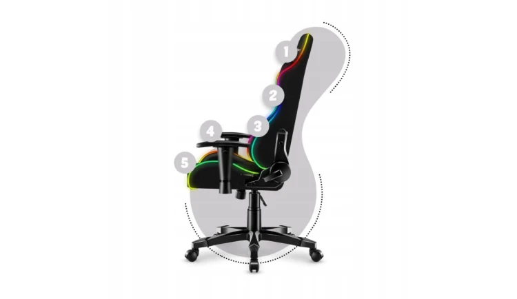 FOTEL GAMINGOWY DLA DZIECKA GRACZA KRZESŁO RGB 74x52x27