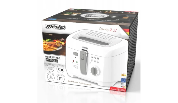 Frytkownica domowa 1800W pojemność 2,5L zamykana pokrywa kosz uchwyt Filtr