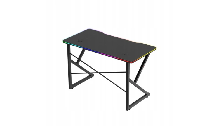 Biurko Gamingowe RGB Stolik Biurowy Gracza LED z Pilotem Carbon Huzaro