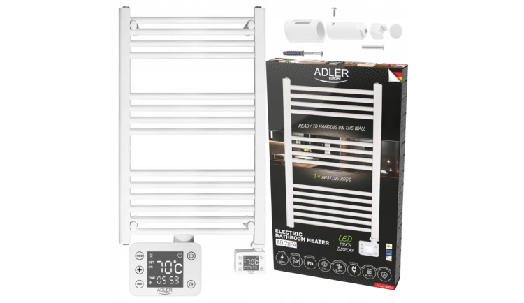 Grzejnik łazienkowy elektryczny Adler 600 W 50 x 90 mm biały DRABINKA