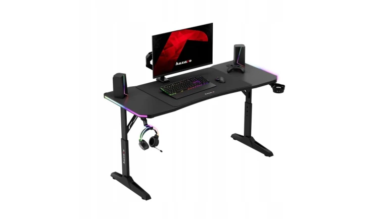 Biurko gamingowe LED RGB z regulacją 6 poziomów Stół Gamingowy dla Gracza