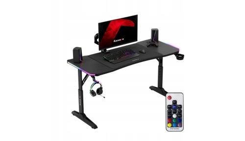 Biurko gamingowe LED RGB z regulacją 6 poziomów Stół Gamingowy dla Gracza