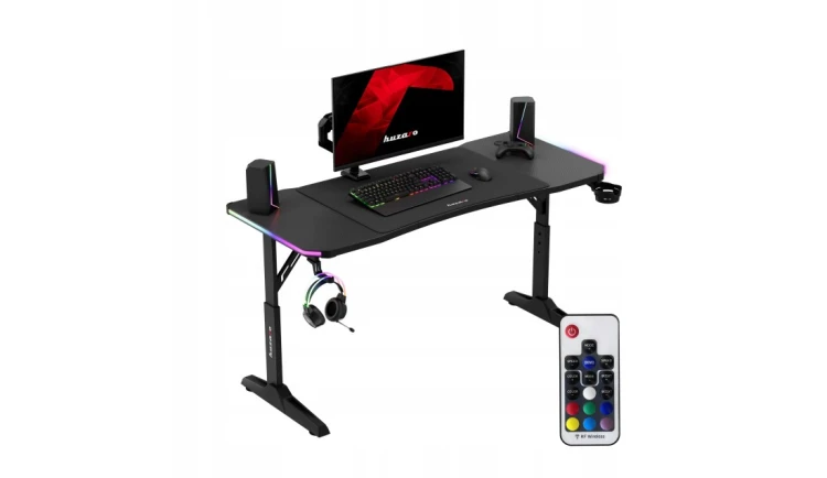 Biurko gamingowe LED RGB z regulacją 6 poziomów Stół Gamingowy dla Gracza