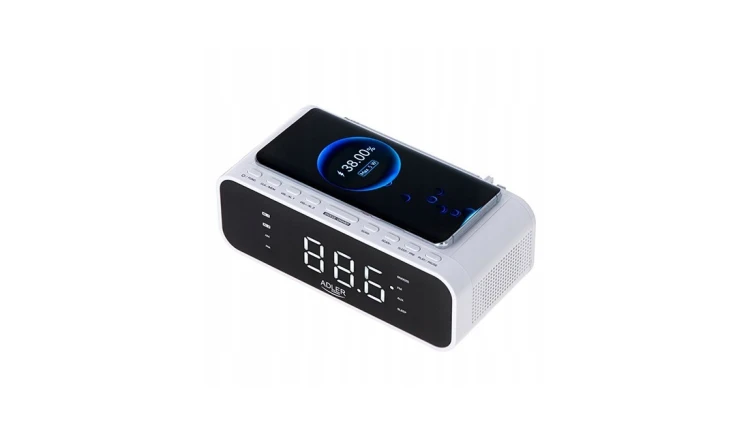 Radio Radiobudzik Ładowarka Bezprzewodowa FM/USB/AUX Adler