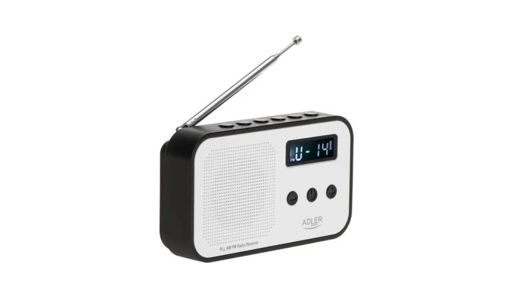 Kompaktowe Radio Cyfrowe PLL AM/FM Pamięć 40 stacji Zegar Budzik Adler