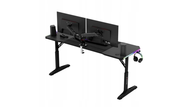 Biurko gamingowe LED RGB z regulacją 6 poziomów Stolik Gamingowy dla Gracza
