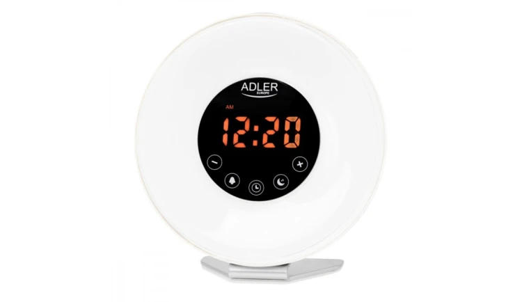 Radiobudzik świetlny LED SYMULACJA ŚWITU alarm dźwięki natury RADIO Lampka