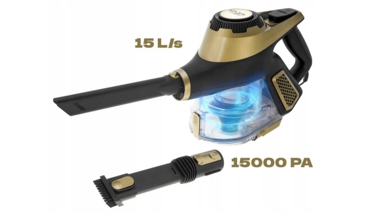 Odkurzacz pionowy bezworkowy Adler Light Gold 700 W z turboszczotką LED 3w1