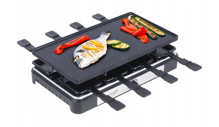 GRILL ELEKTRYCZNY 4w1 Raclette ADLER 1400W 8 osób