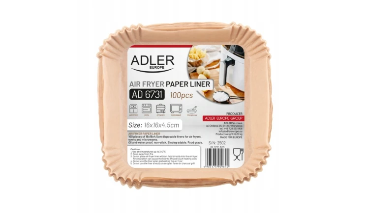 Papierowe wkłady do frytkownicy - 16 cm|100 szt.|Do 240°C |AIR FRYER