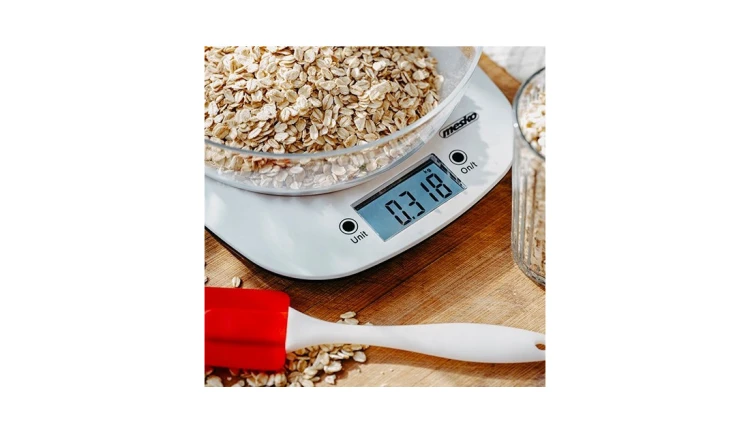 Waga kuchenna z misą 1,4L LCD Precyzyjna 5kg/1g Biała Mesko