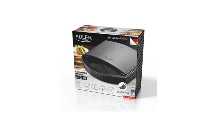 Opiekacz Toster Elektryczny do kanapek tostów Grill 1000W Adler Czarny