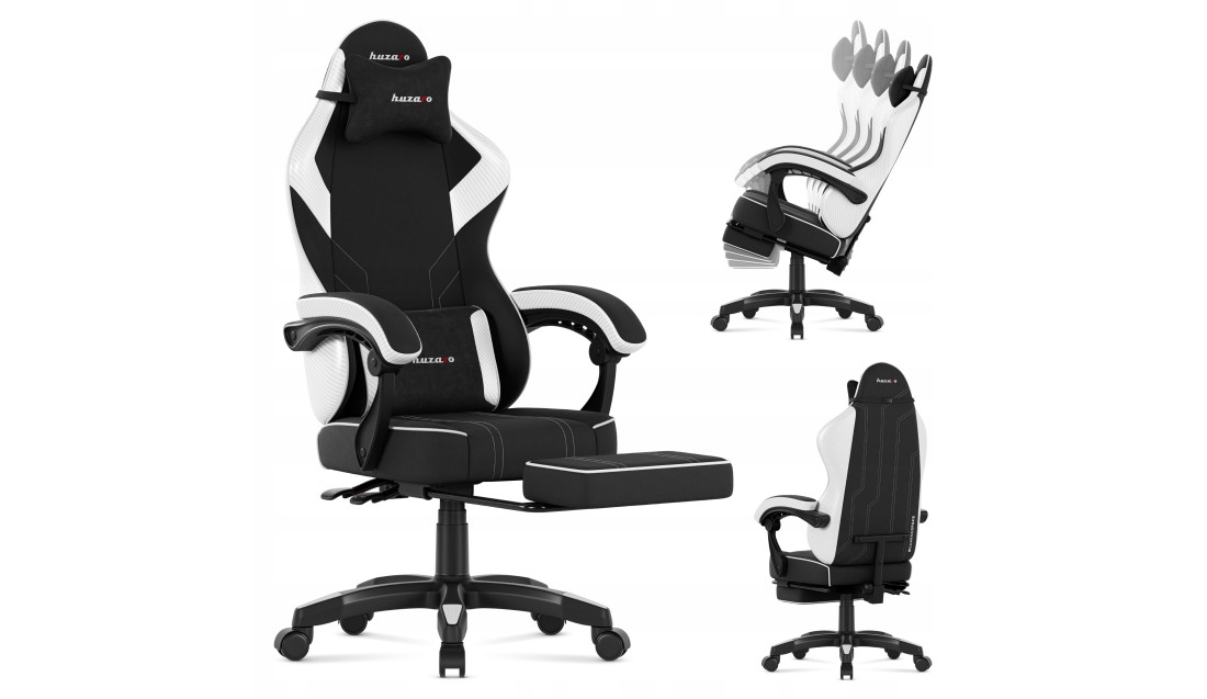 Fotel Gamingowy Ergonomiczny z Podnóżkiem Biurowy Regulowany Huzaro