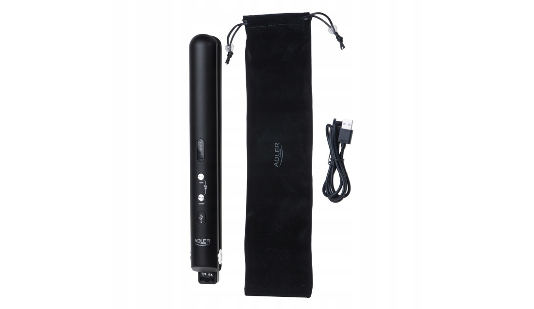 Prostownica Bezprzewodowa Podróżna USB LED Regulacja Temp + Etui Adler