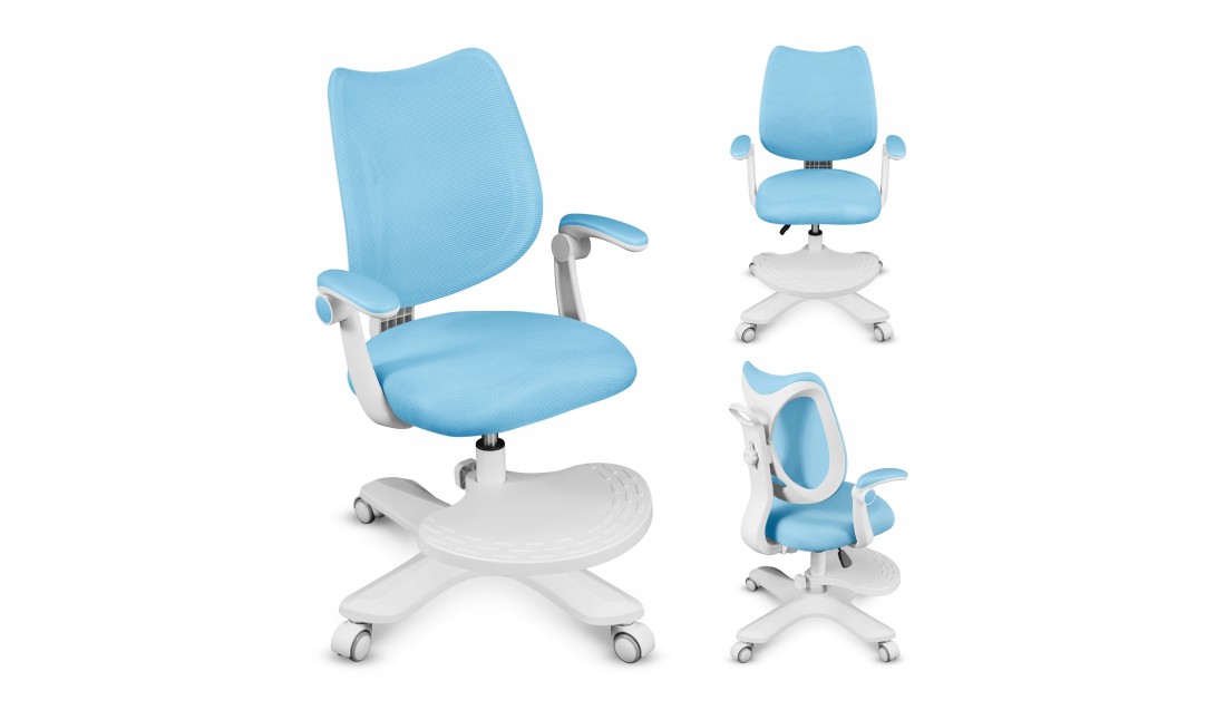 Fotel ergonomiczny dla dzieci biurowy obrotowy Krzesło dziecięce Podnóżek