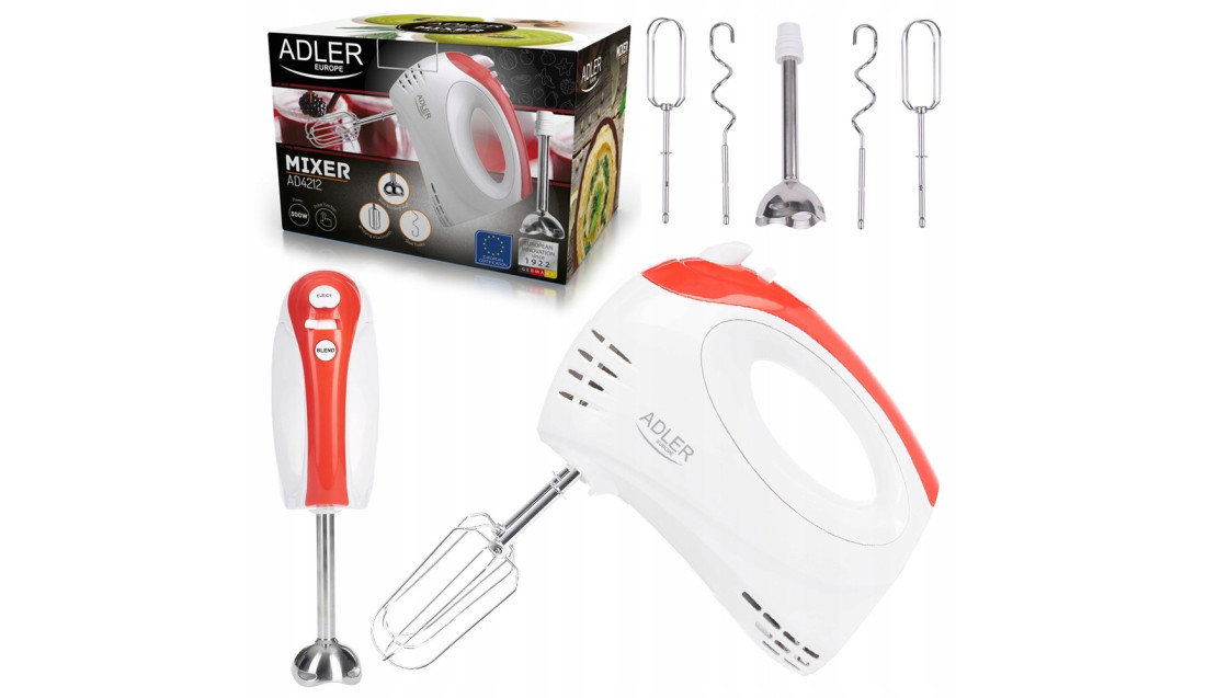 MIKSER RĘCZNY 300W 5 Prędkości Funkcja TURBO Blender Robot Kuchenny Adler
