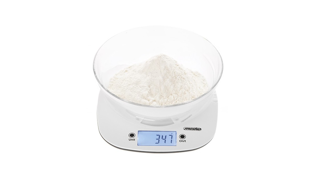 Waga kuchenna z misą 1,4L LCD Precyzyjna 5kg/1g Biała Mesko