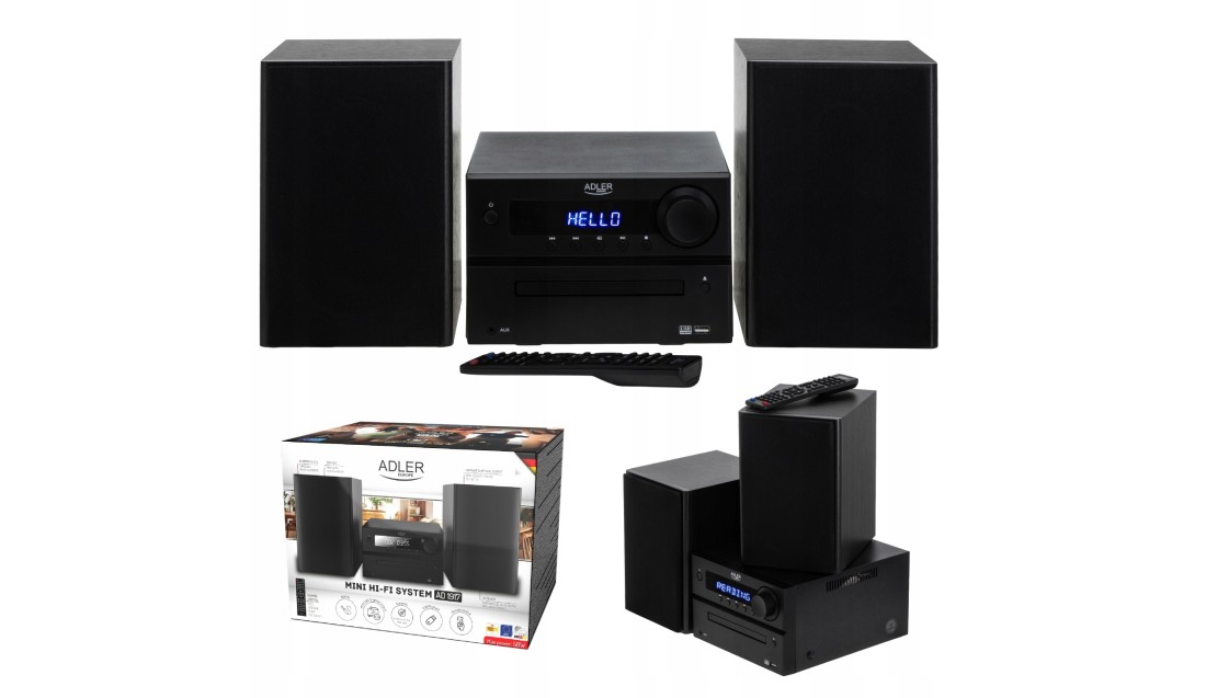 Wieża HIFI Bluetooth CD USB FM 2X 25W pilot RADIO czarna elegancka HDMI