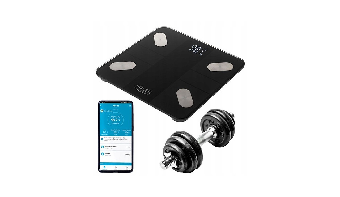 WAGA ANALITYCZNA SMART do 180kg + Aplikacja Tuya 18 Opcji BMI Pomiary