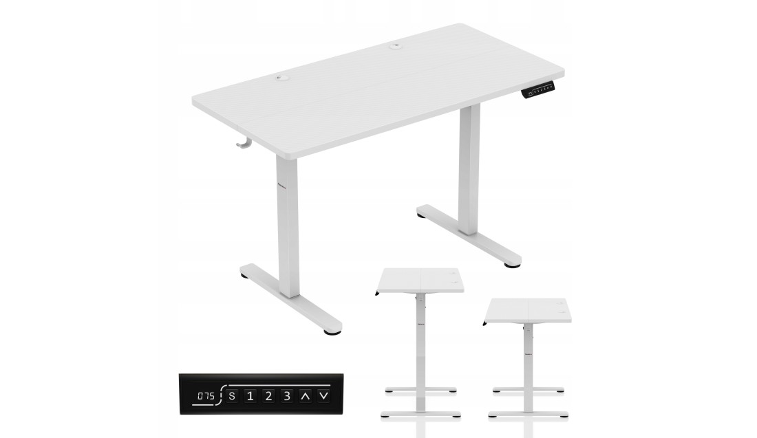 Biurko gamingowe elektryczne regulacja wysokości 72-118cm LED stolik Huzaro