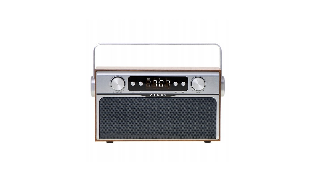 Stylowe Radio Sieciowo-Bateryjne z Bluetooth Zegar LCD AUX 2600mAh Camry