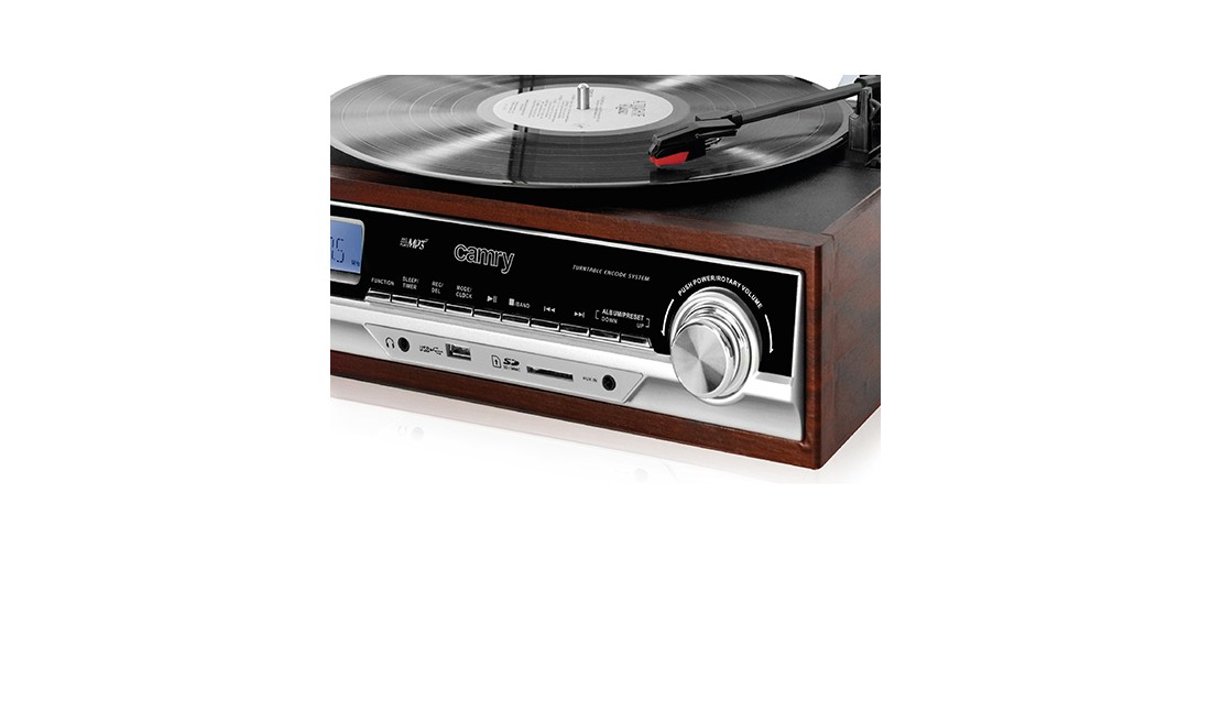 Elegancki Gramofon z Radiem LCD Bluetooth/MP3/USB/SD + Pilot Camry