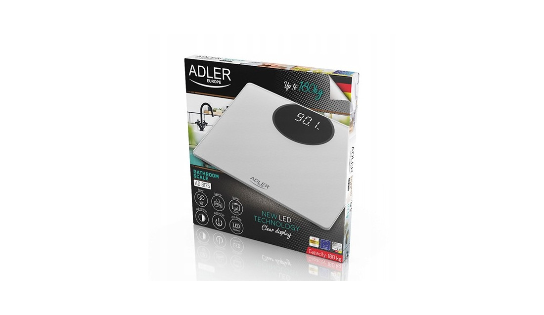 Elektroniczna Waga Łazienkowa Do 180kg LED ADLER