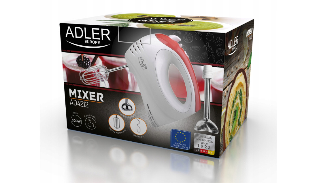 MIKSER RĘCZNY 300W 5 Prędkości Funkcja TURBO Blender Robot Kuchenny Adler