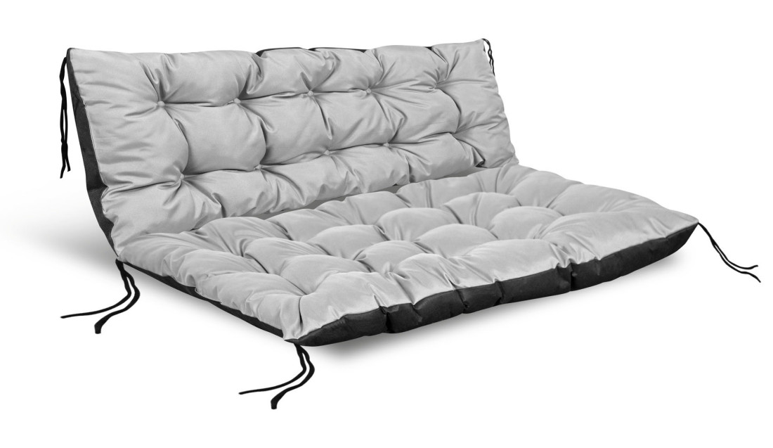 Poduszka ogrodowa 120/80 cm + 120/40 cm na ławkę palety wodoodporna jasnoszara