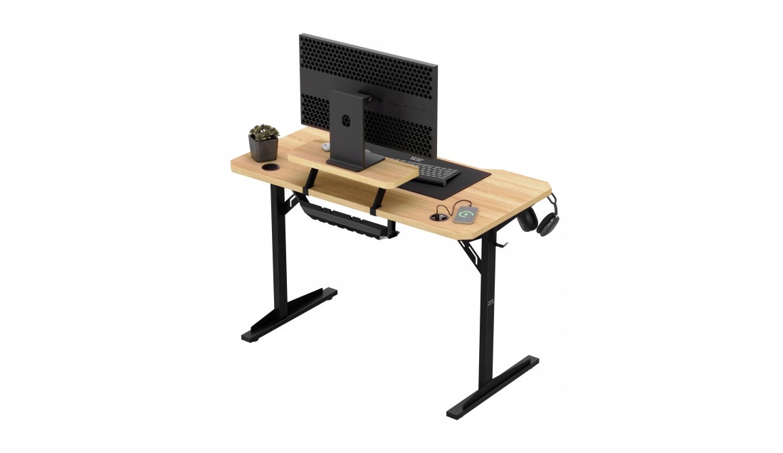 Biurko gamingowe komputerowe Stolik stół biurowy półka gniazdo USB uchwyt