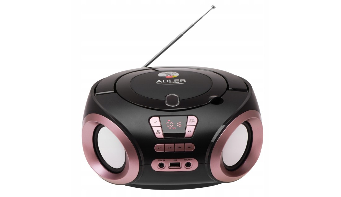 RADIO PRZENOŚNE BOOMBOX CD AUDIOi MP3 USB AUX LCD RADIO FM Adler |AD 1181