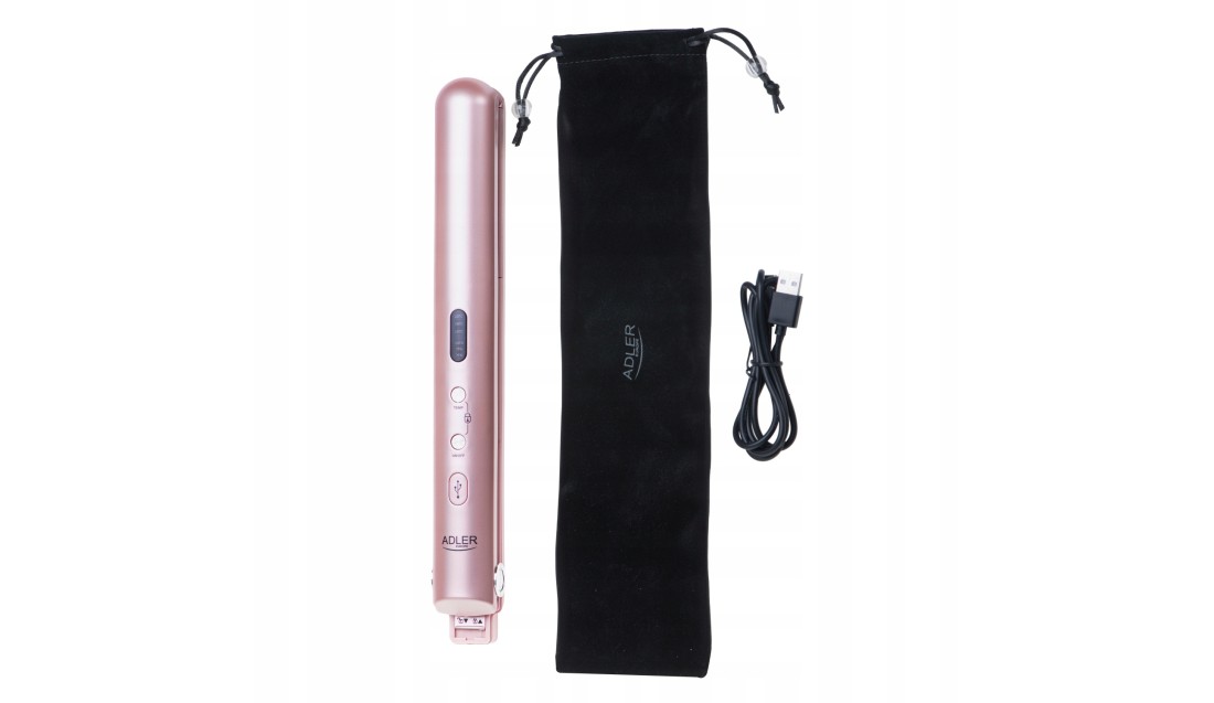Prostownica Bezprzewodowa Podróżna USB LED Regulacja Temp + Etui Adler