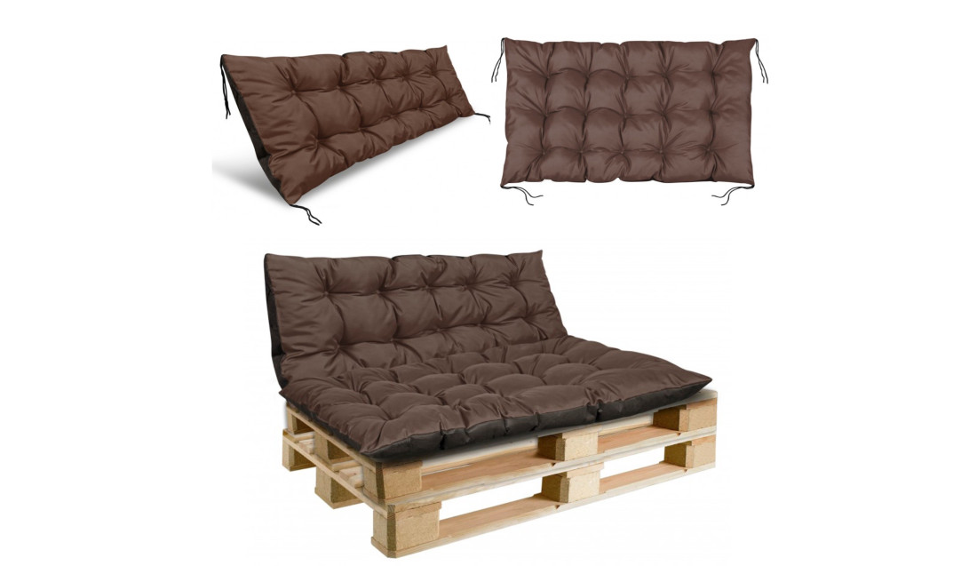 Poduszka ogrodowa 120/80 cm + 120/40 cm na ławkę palety wodoodporna brązowy
