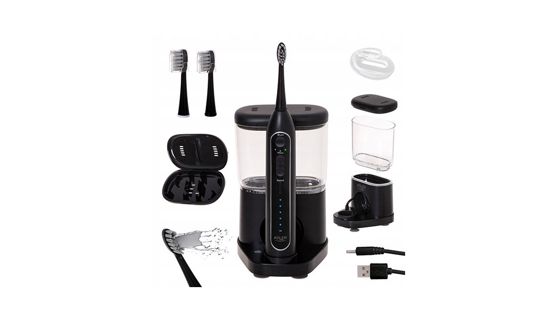 SZCZOTECZKA SONICZNA IRYGATOR DO ZĘBÓW 2w1 USB + 2 KOŃCÓWKI W ETUI ZESTAW