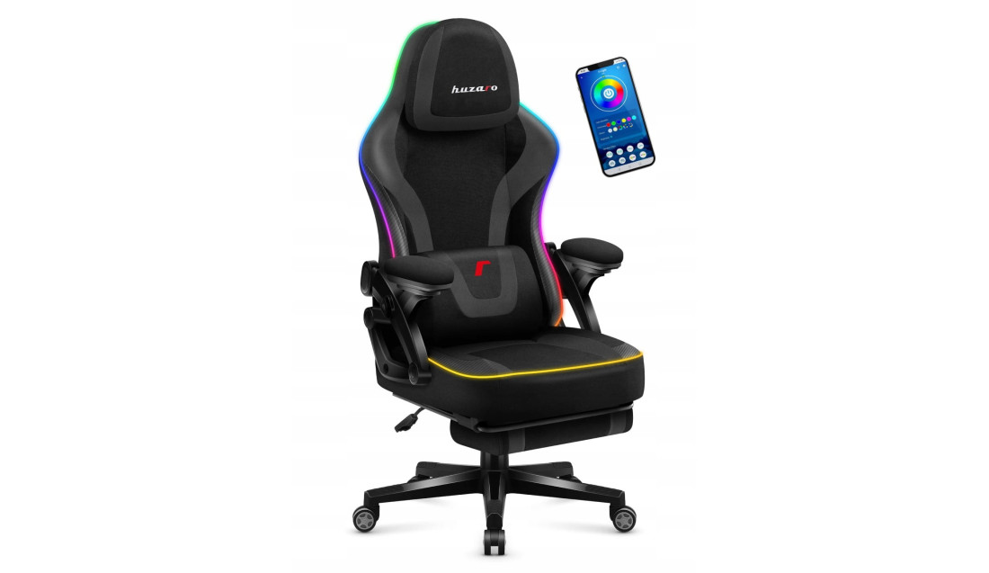 FOTEL GAMINGOWY OBROTOWY KOMPUTEROWY KRZESŁO DLA GRACZA Huzaro RGB Smart
