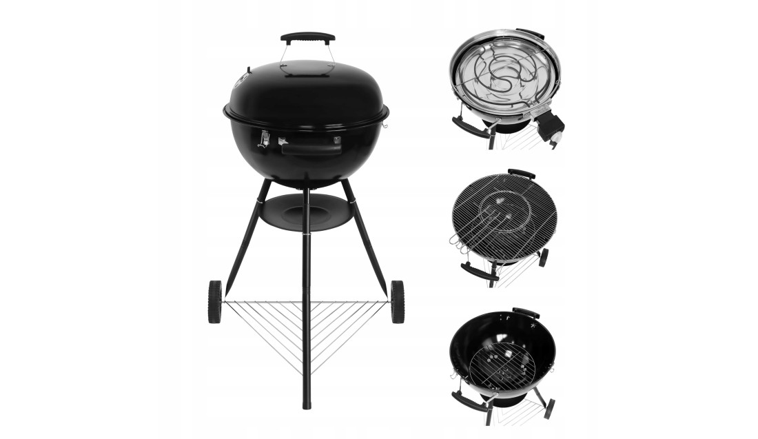 GRILL ELEKTRYCZNY 2w1 1600W Elektryczno-Węglowy Ogrodowy z pokrywką Gregman